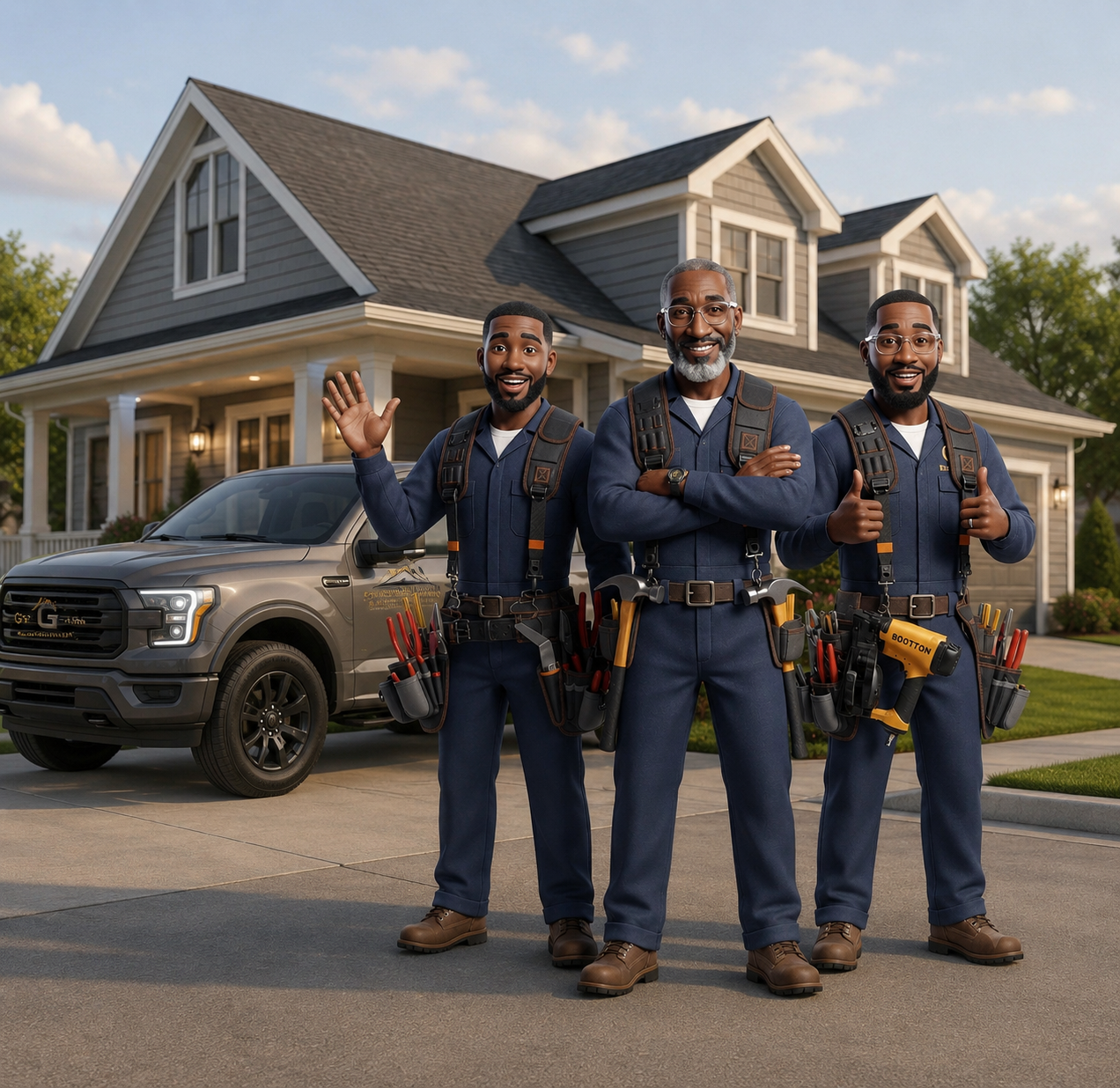 The G's Rehabilitation crew in front of a completed home
